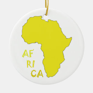 Funky Yellow Africa Map Ceramic Ornament
