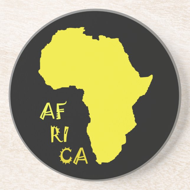 Funky Yellow Africa Map Coaster (Front)