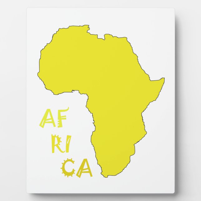 Funky Yellow Africa Map Plaque (Front)