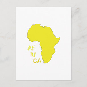 Funky Yellow Africa Map Postcard