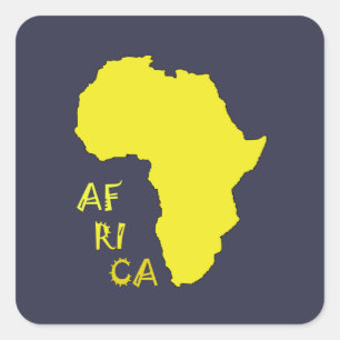 Funky Yellow Africa Map Square Sticker