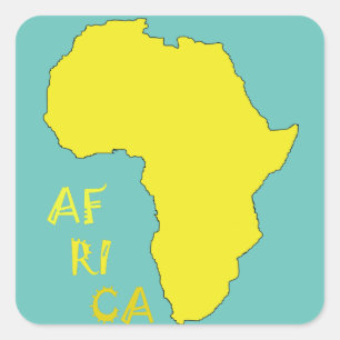 Funky Yellow Africa Map Square Sticker