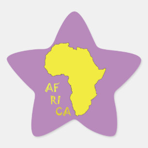 Funky Yellow Africa Map Star Sticker