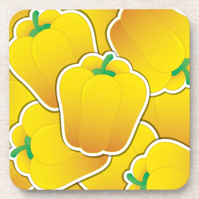 Funky yellow pepper coaster (Front)