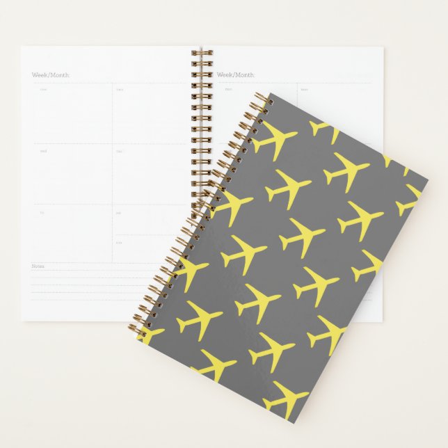Funky Yellow Plane Airplane Pilot Aviation Planner (Display)