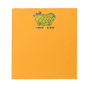 Funky Yellow Ram Chinois Année Zodiac Bloc-notes