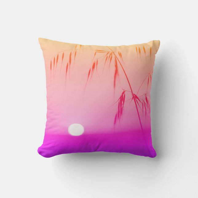 Funky Yellow Sunset Colourful Cushion Throw Pillow (Front)