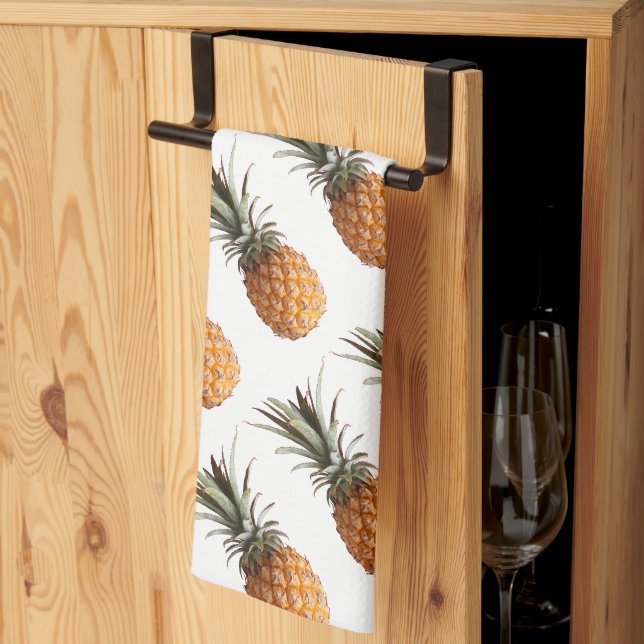 Funky Yummy Pineapple Pineapples Kitchen Towel (Thirds Fold)