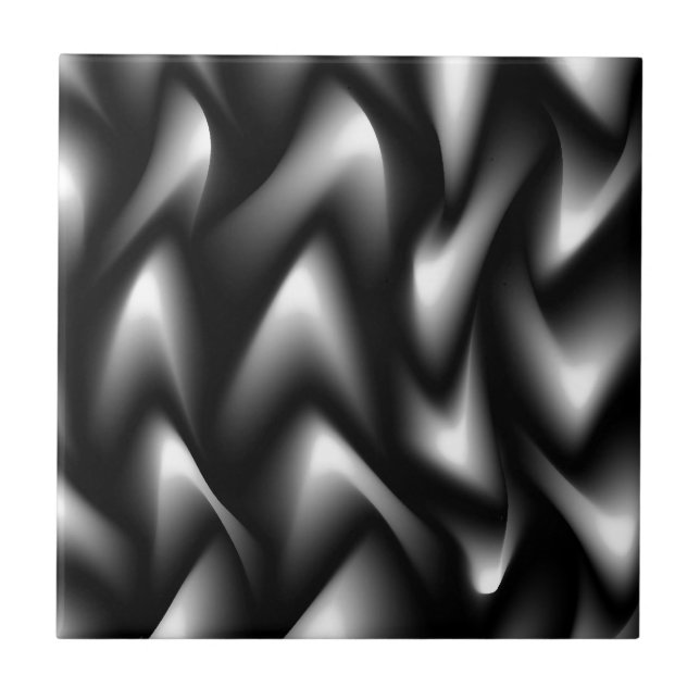 Funky Zebra Abstract Black and White Tile (Front)