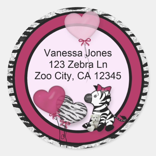 Funky Zebra Baby Shower Envelope labels seals (Front)