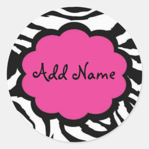 Funky Zebra Girl Pink  Black Customizable Sticker