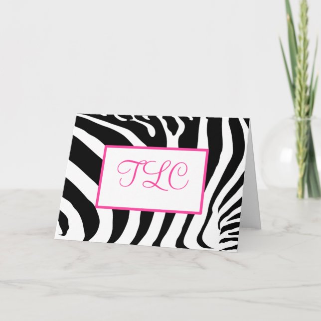 Funky Zebra Monogram Card (Front)