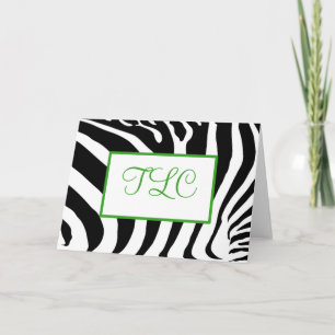 Funky Zebra Monogram Card in Green