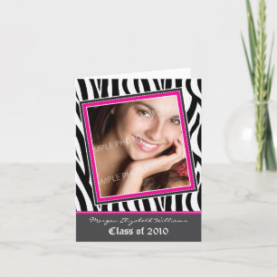 Funky Zebra Pattern Graduation Announcement (pink)