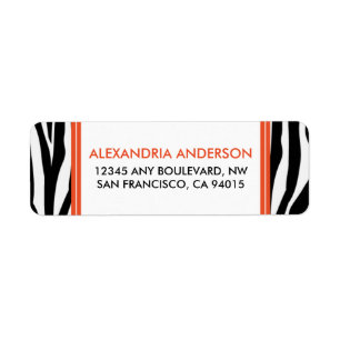 Funky Zebra Print Return Address Label (orange)