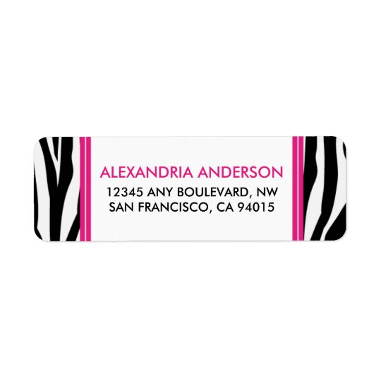 Funky Zebra Print Return Address Label (pink)