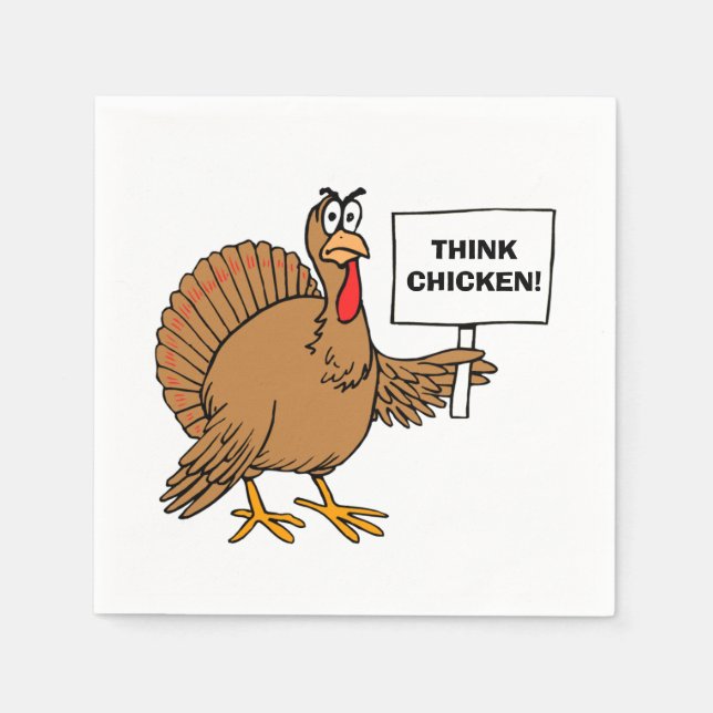 Funniest Christmas Turkey Joke Think Chicken Napkin (Front)
