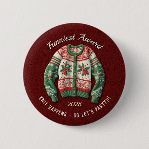 Funniest Ugly Sweater Award Party 2 Inch Round Button