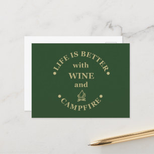 Funnt camping and wine sayings holiday postcard