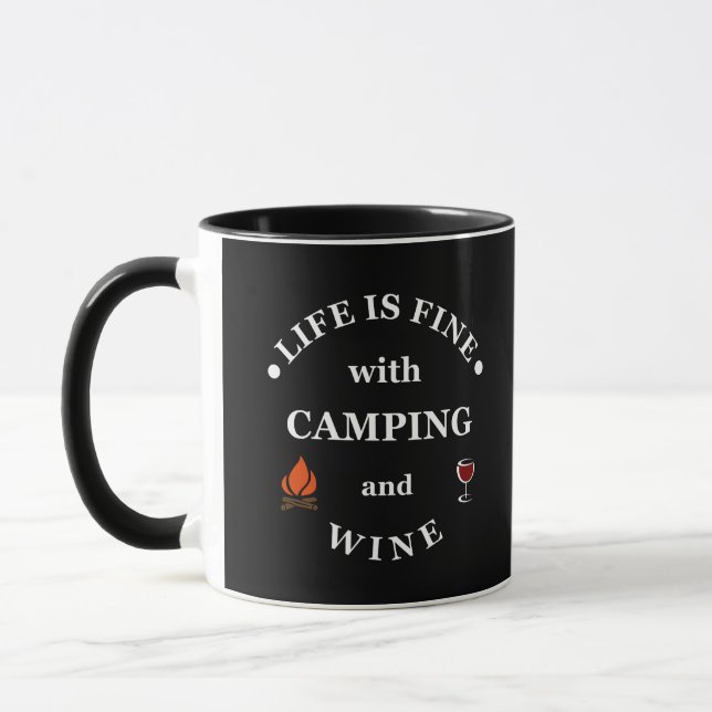 Funnt camping and wine sayings mug (Left)