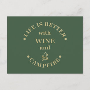 Funnt camping and wine sayings postcard