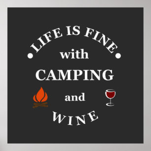 Funnt camping and wine sayings poster