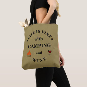 Funnt camping and wine sayings tote bag