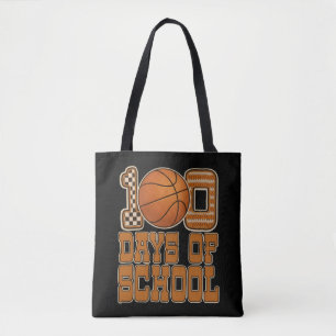 Funny 100 Days Basketball School Kids Sports Tote Bag