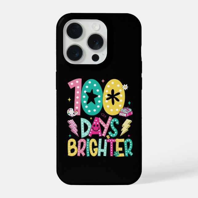 Funny 100 Days Brighter School Celebration Teacher iPhone Case (Back)
