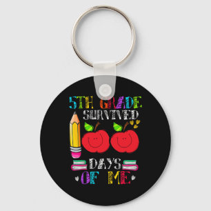 Funny 100 Days Of School 5th Grade Survived 100 Da Keychain