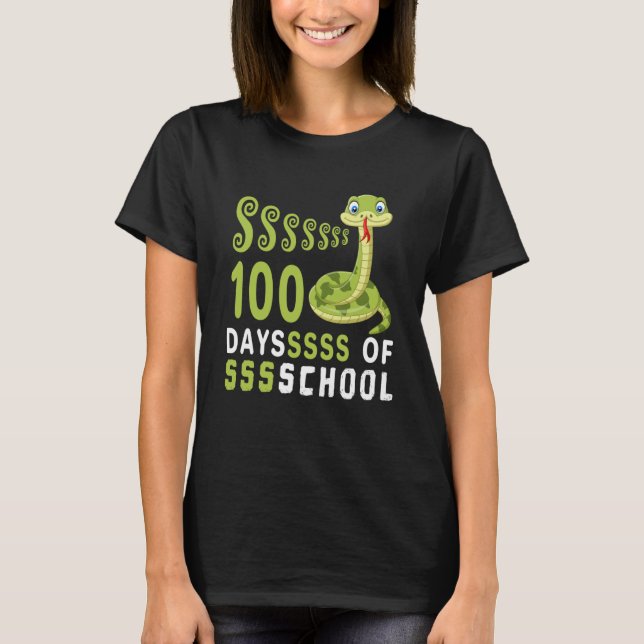 Funny 100 Days Of School Cute Snake teachers and s T-Shirt (Front)