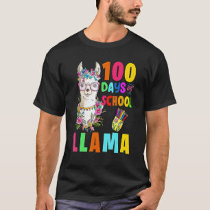 Funny 100 Days of School Llama Teacher Student T-Shirt