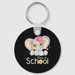 Funny 100 Days Of School Shirt Elephant 100th Day Keychain