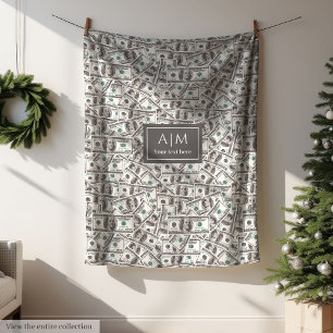 Funny 100 Dollar Pattern Custom Name Blanket