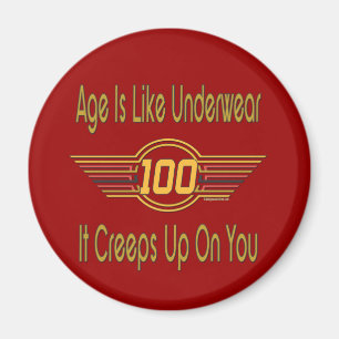 Funny 100th Birthday Gifts - Age is like underwear Magnet