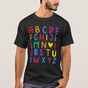 Funny 100Th Day Kindergarten Alphabet T-Shirt