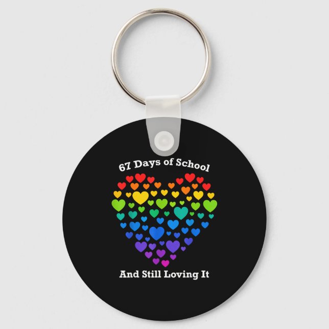Funny 100th Day Of School Shirt Teacher Heart Vale Keychain (Front)