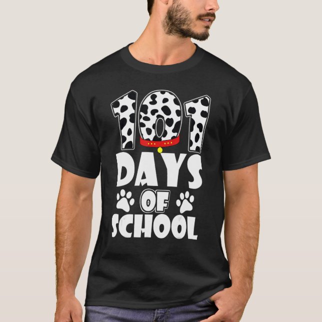Funny 101 Days School Dog Lover Students Teachers  T-Shirt (Front)