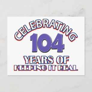 Funny 104th birthday designs postcard