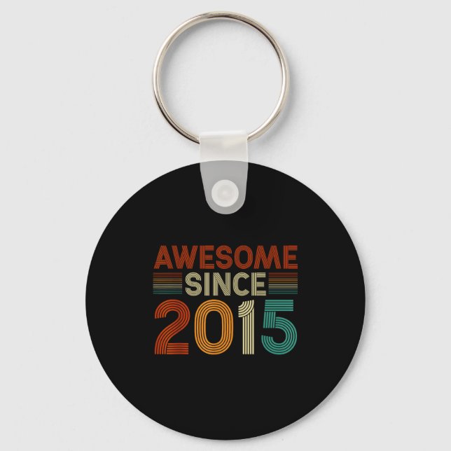 Funny 10 Year Old Awesome Since 2015 Birthday Son  Keychain (Front)