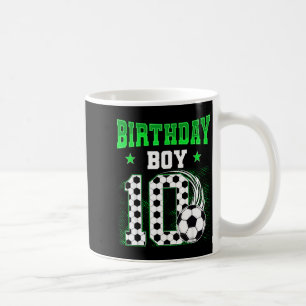 Funny 10th Birthday Boy Soccer Theme Party 10 Year Coffee Mug