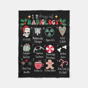 Funny 12 Days Of Radiology Christmas Radiate Xray  Fleece Blanket