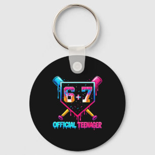 Funny 13th birthday teenager 67 baseball drip boys keychain