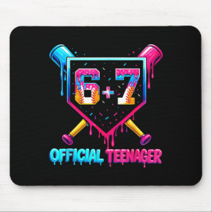 Funny 13th birthday teenager 67 baseball drip boys mouse pad
