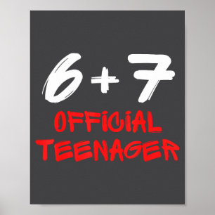 Funny 13th Birthday Teenager 6+7 Year Old Boys Kid Poster