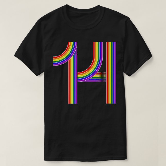 Funny 14th Birthday Gift Cute 14 Year Old Rainbow  T-Shirt (Design Front)