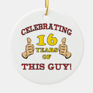 Funny 16th Birthday For Boys Ceramic Ornament