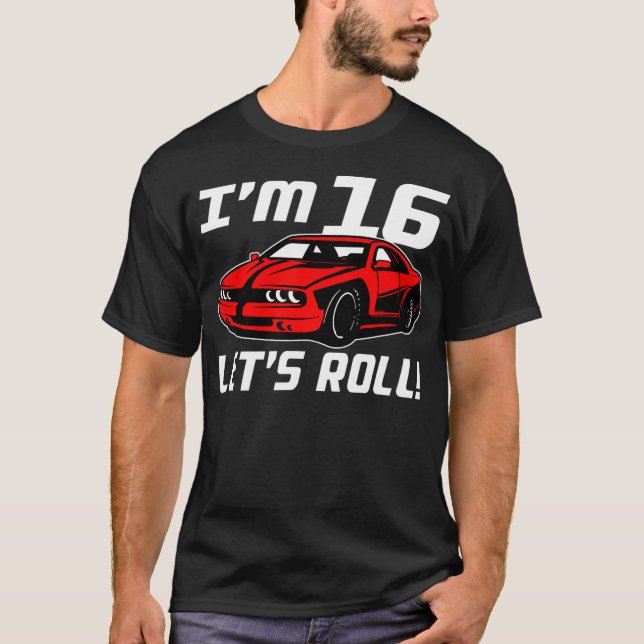 Funny 16th Birthday Gift Race Car Driver Boys 16 Y T-Shirt (Front)