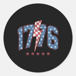 Funny 1776 4th Of July American Usa Flag Men Women Classic Round Sticker