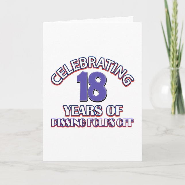 FUNNY 18 year birthday designs Card (Front)